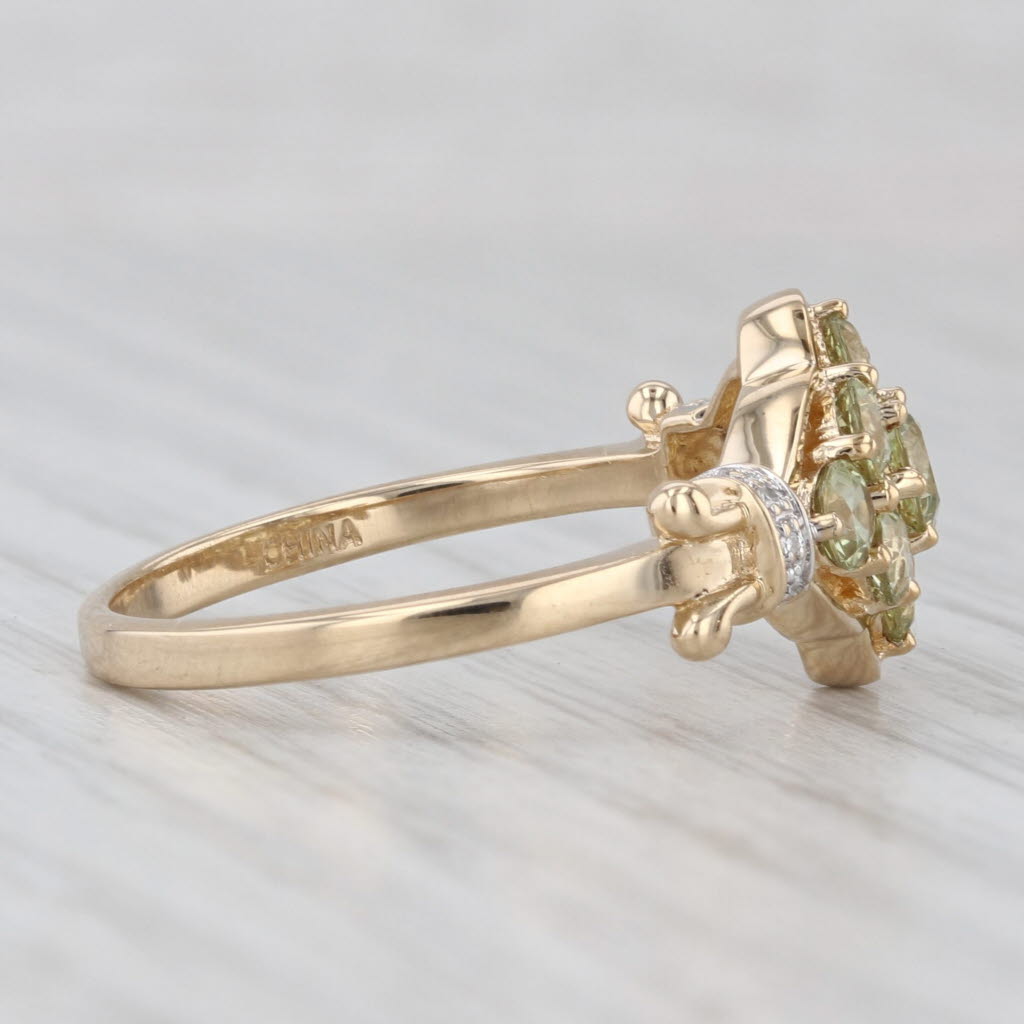 1.52ctw Green Chrysoberyl Cluster Diamond Ring 14k Yellow Gold Size 9.25