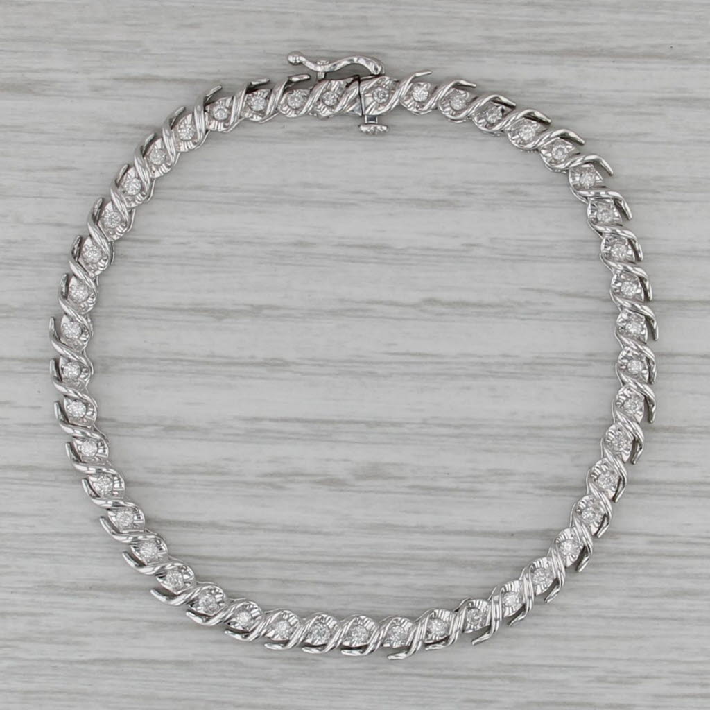 1ctw Diamond Tennis Bracelet 10k White Gold 7.25" 4.2mm
