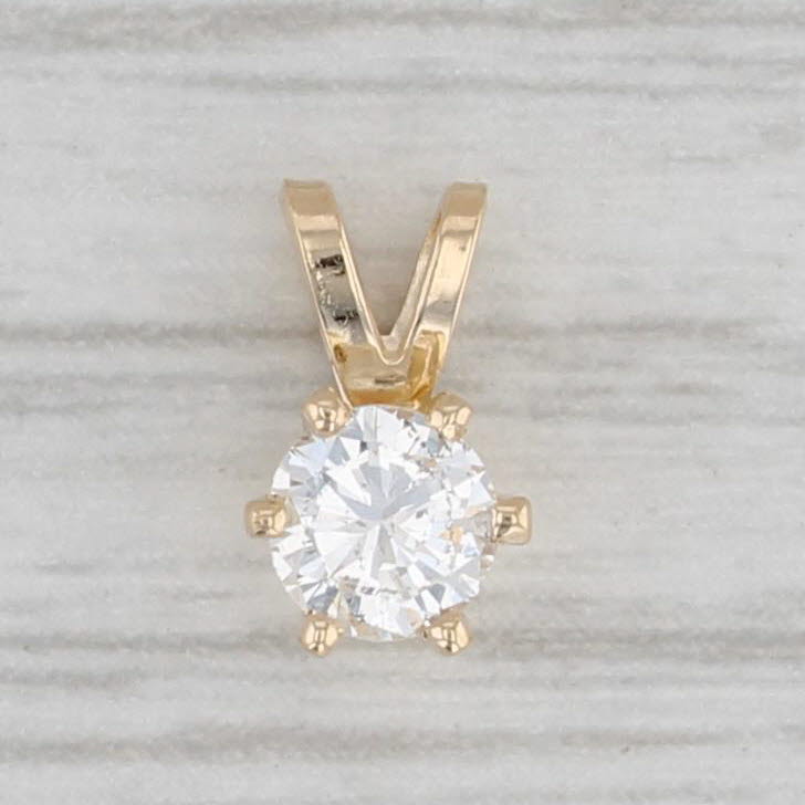 Gray New 0.30ct Round Diamond Solitaire Pendant 14k Yellow Gold Small Drop