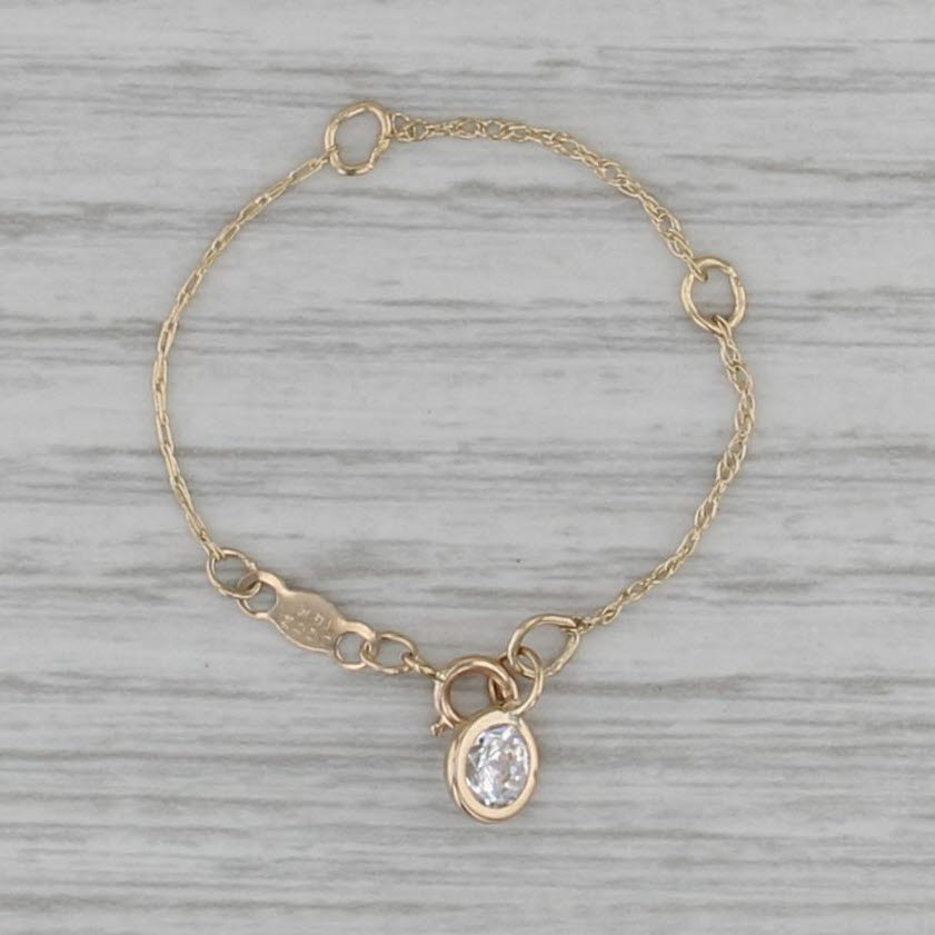Cubic Zirconia Charm Extension Chain for Bracelet Necklace 14k Gold Findings