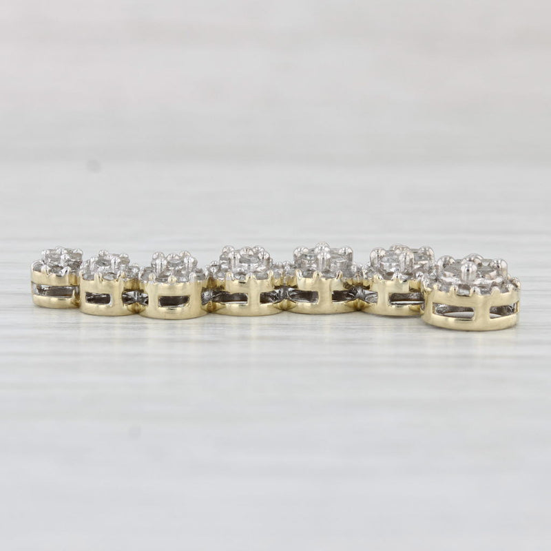 0.70ctw Diamond Clusters Journey Pendant 10k Gold Floating Drop