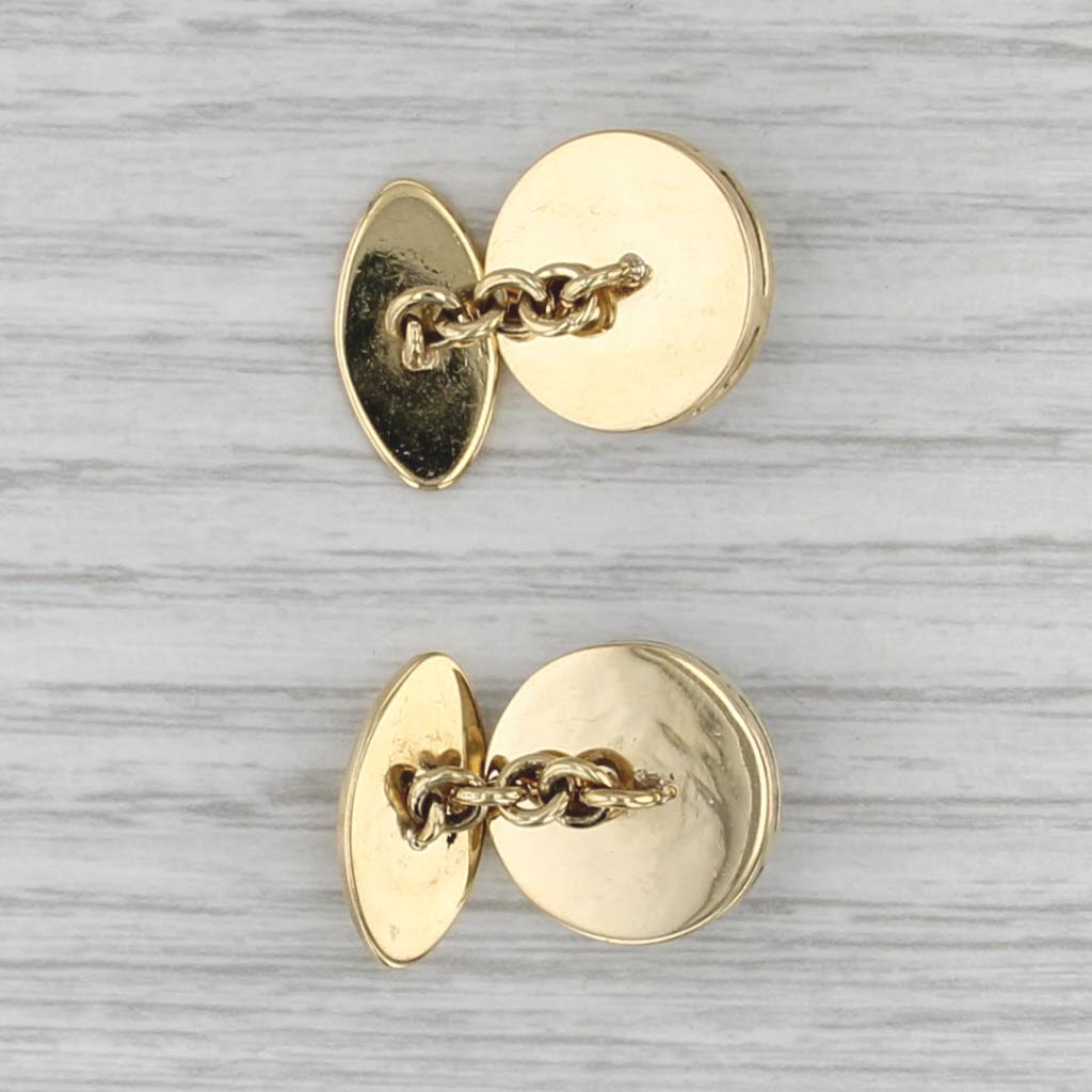 Emerald Diamond Halo Cufflinks 4 Shirt Studs 18k 14k Gold Vintage Men's