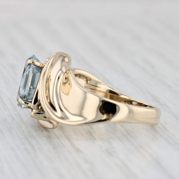 Light Gray 2.50ct Oval Aquamarine Solitaire Ring 10k Yellow Gold Size 7 Bypass