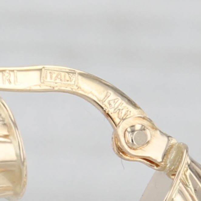 Woven Hoop Earrings 14k Yellow Gold Snap Top Round Hoops