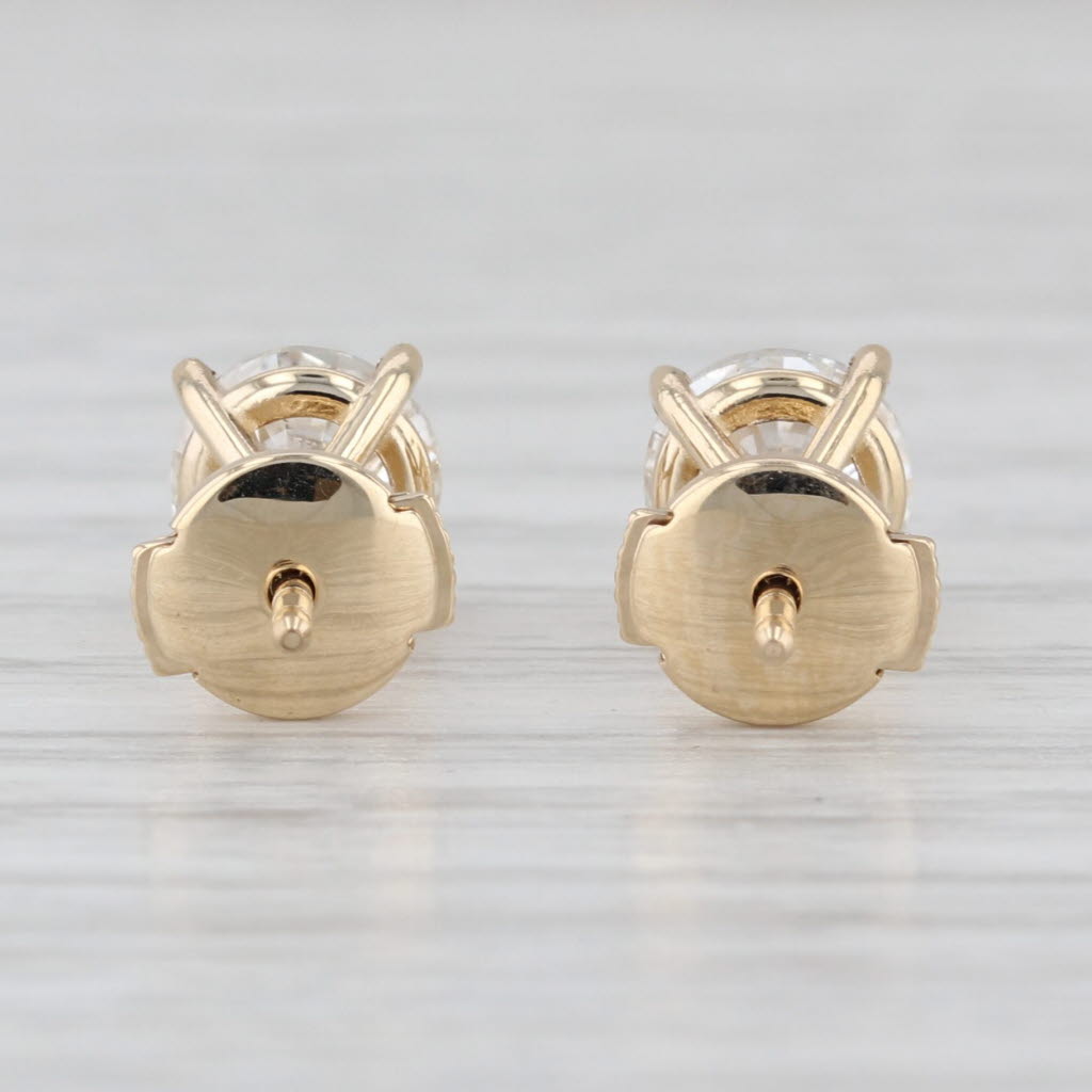 2ctw GIA Round Solitaire Classic Diamond Stud Earrings 14k Yellow Gold Studs H