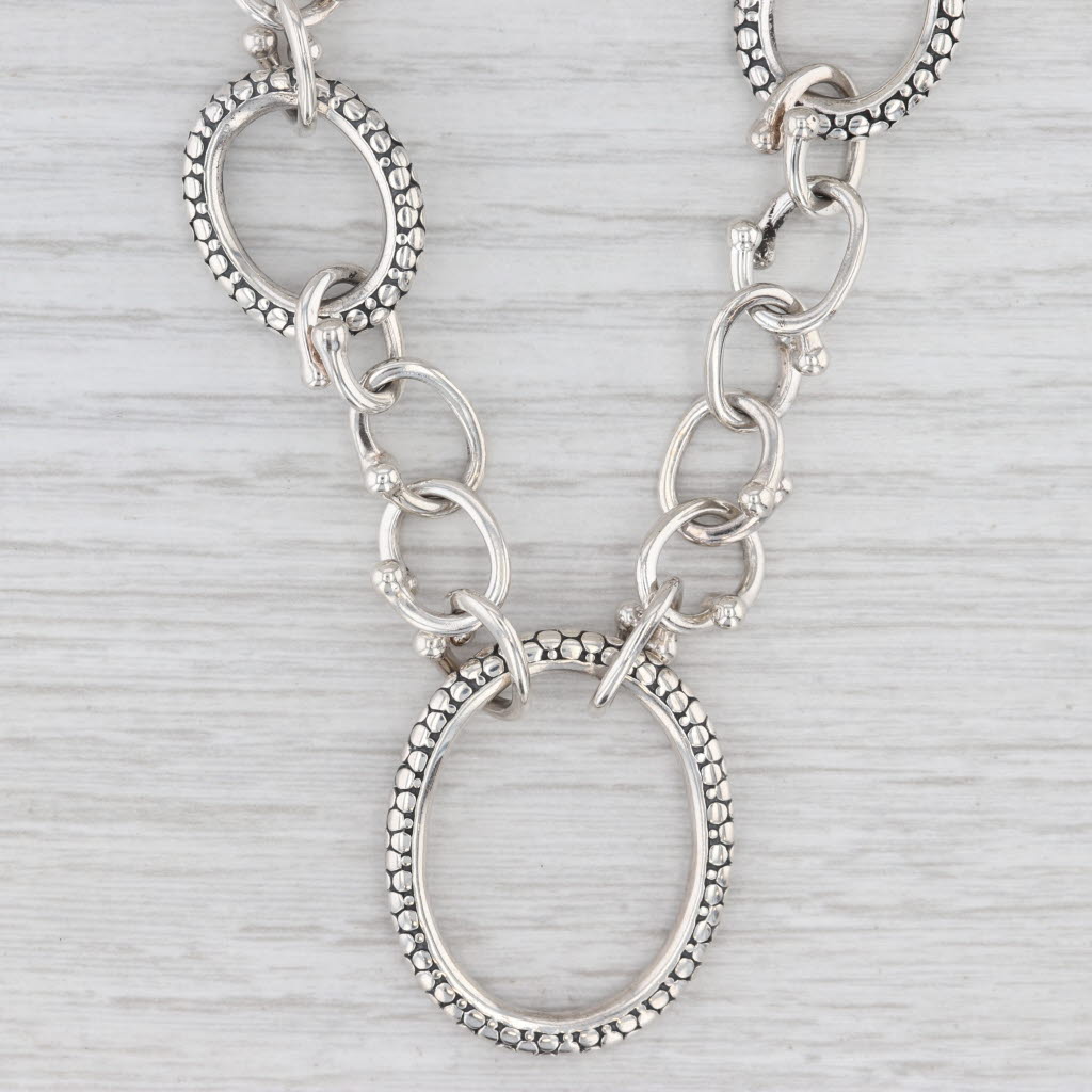 Light Gray Michael Dawkins Pebbled Toggle Necklace Sterling Silver 17.75" Statement