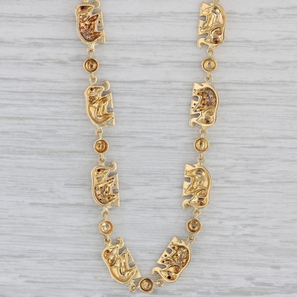 0.28ctw Diamond Ruby Elephant Necklace 14k 18k Yellow Gold 16"