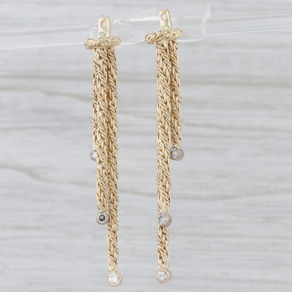 0.26ctw Diamond Fringe Earring Enhancer Dangles 14k Yellow Gold For Studs