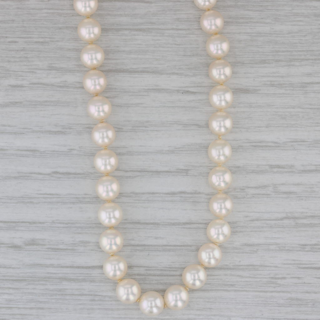 Gray Mikimoto Cultured Pearl Single Strand Necklace with Box 18k Gold 18.5" Box Pouch