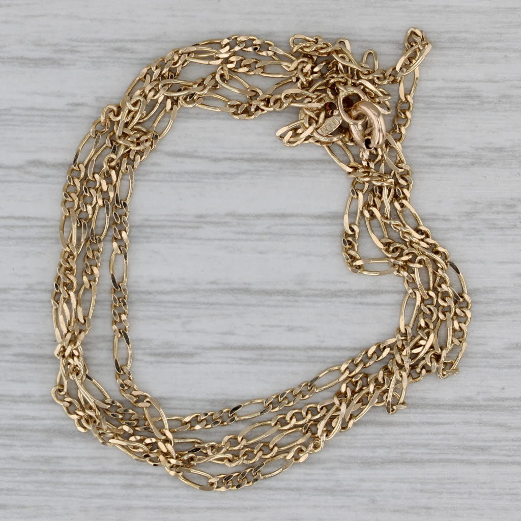 Gray 24.5" 1.9mm Figaro Chain Necklace 14k Yellow Gold Italy