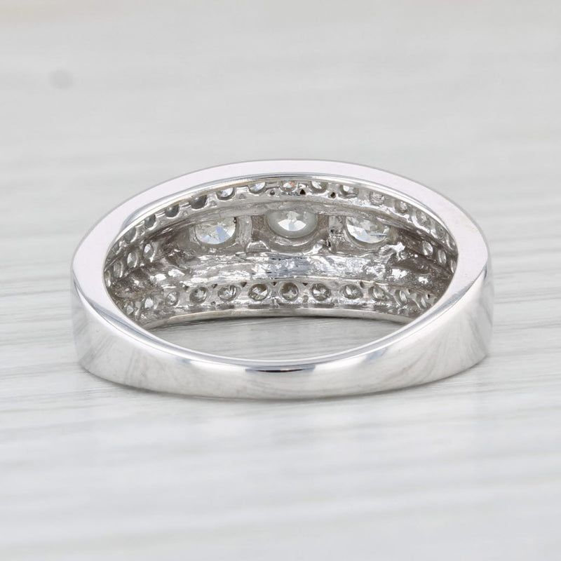 Light Gray 1.13ctw Round Diamond 3-Stone Ring 14k White Gold Size 7.25 Engagement Bridal