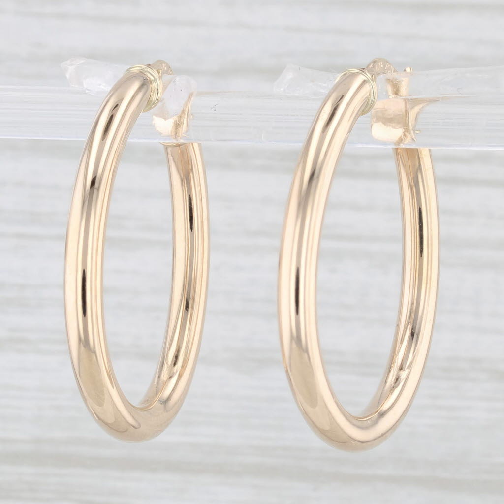 Light Gray New Oval Hoop Earrings 14k Yellow Gold Snap Top Pierced Hoops