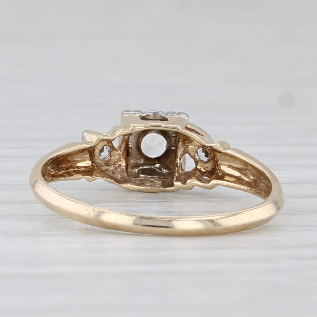 Light Gray Vintage Lab Created White Spinel Engagement Ring 10k Yellow Gold Size 6.75