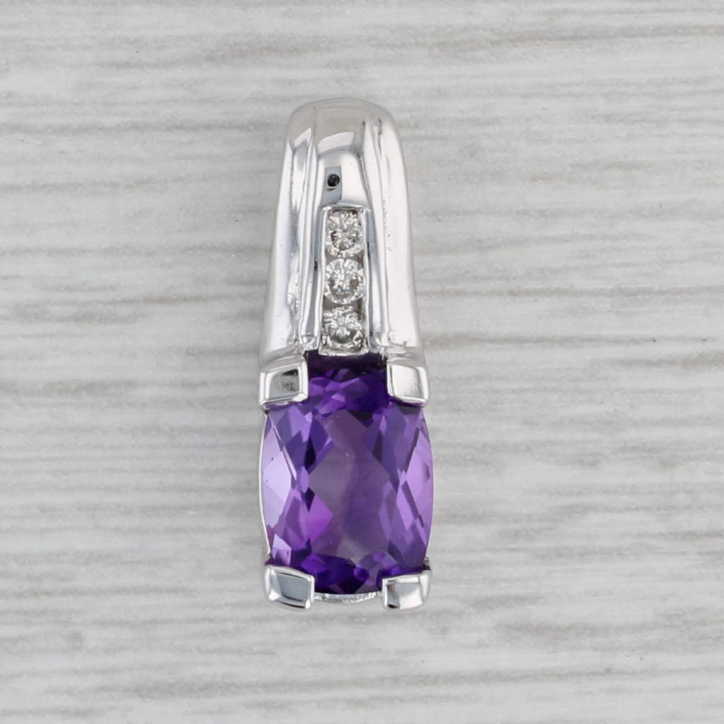 Gray 1.40ctw Cushion Amethyst Diamond Pendant 14k White Gold