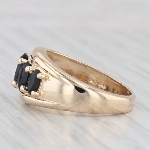 Light Gray Graduated Tiered Black Onyx Ring 14k Yellow Gold Size 7