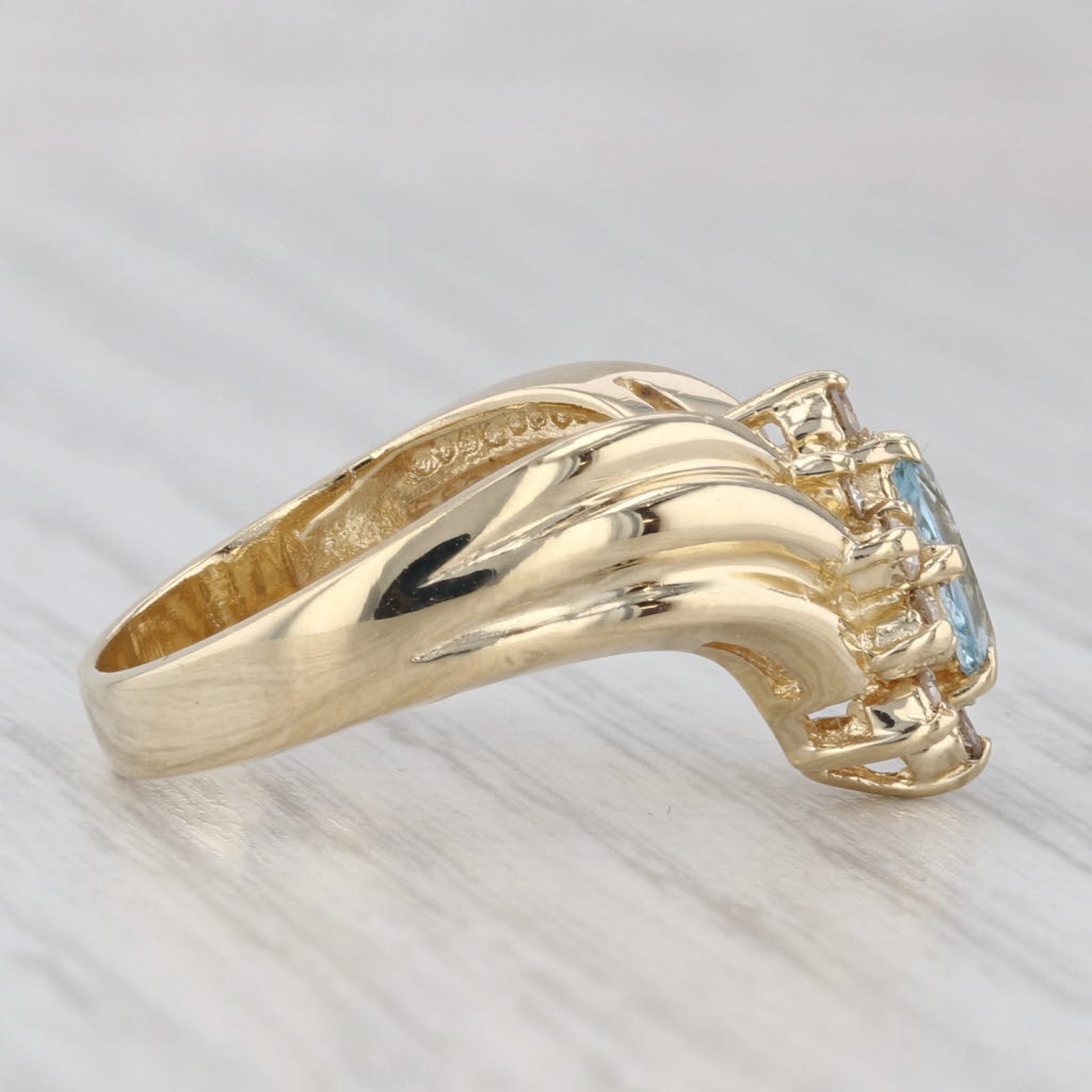 Light Gray 0.45ctw Marquise Aquamarine Diamond Ring 14k Yellow Gold Size 5.5