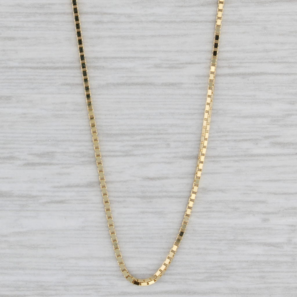 Gray New Box Chain 14k Yellow Gold 16" 0.9mm Lobster Clasp