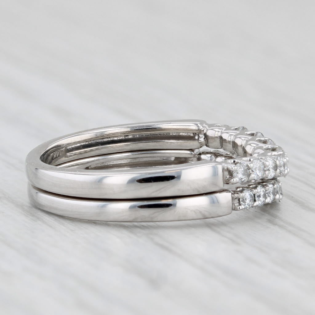 Light Gray Set of 2 Contoured 0.40ctw Diamond Rings 14k White Gold Wedding Anniversary