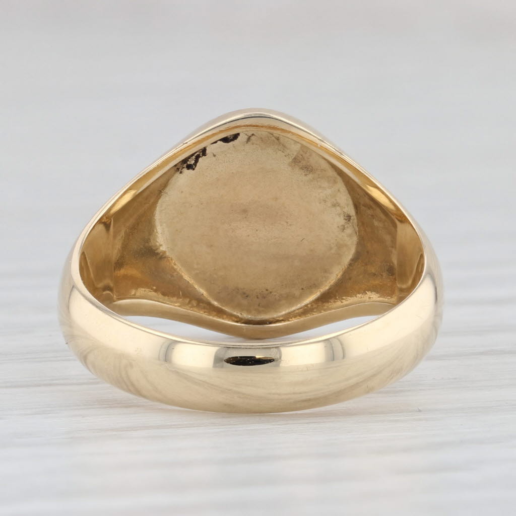 Light Gray Reynolds Family Crest Signet Ring 14k Yellow Gold Wax Seal Coat of Arms Size 6.25-6.5