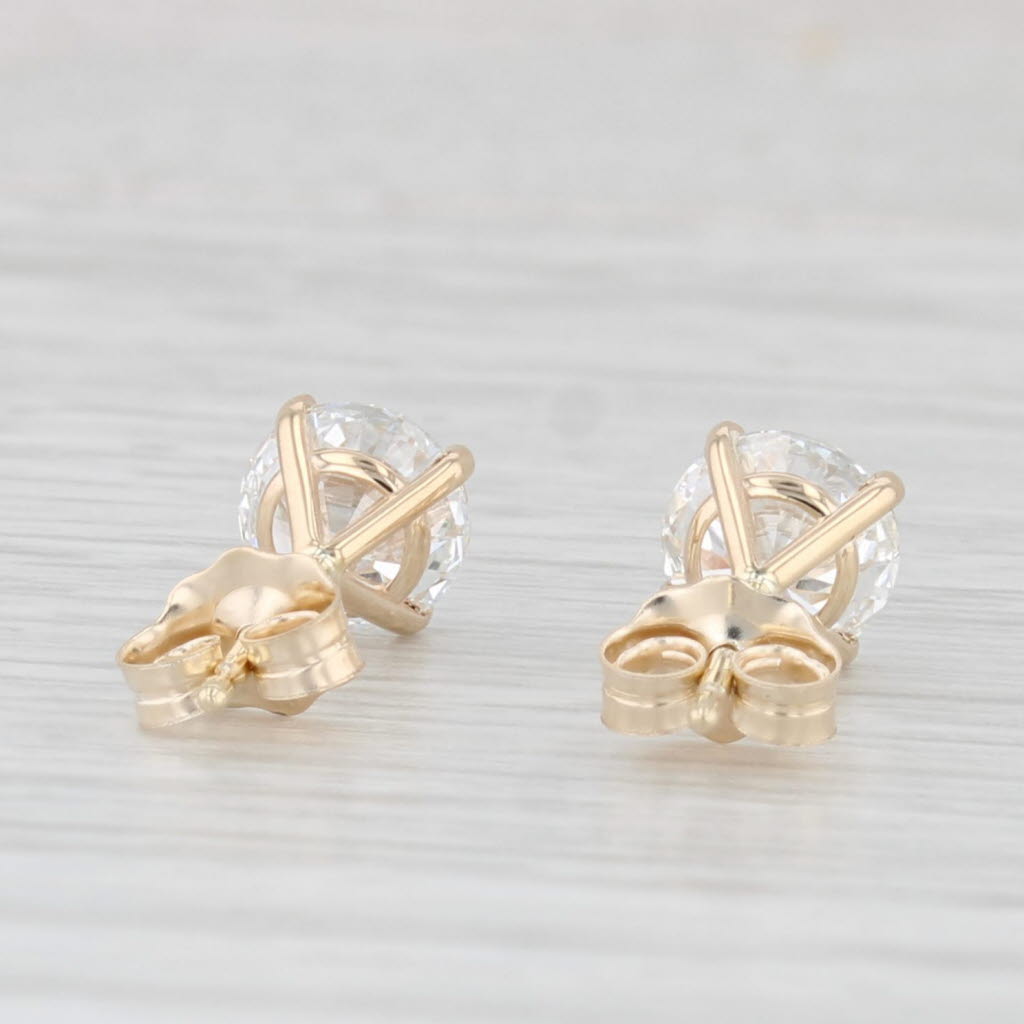 Light Gray New 1.43ctw Lab Created Diamond Stud Earrings 14k Yellow Gold Round Solitaires