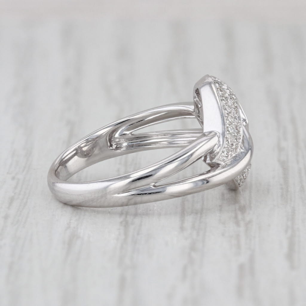 0.30ctw Pave Diamond Heart Knot Ring 14k White Gold Size 7
