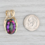 Light Gray 3.25ct Mystic Topaz Pendant 14k Yellow Gold Oval Solitaire