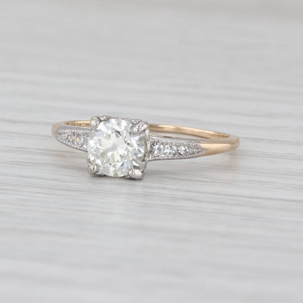 Vintage GIA 0.80ctw Diamond Engagement Ring 14k Gold Palladium Size 6-6.25