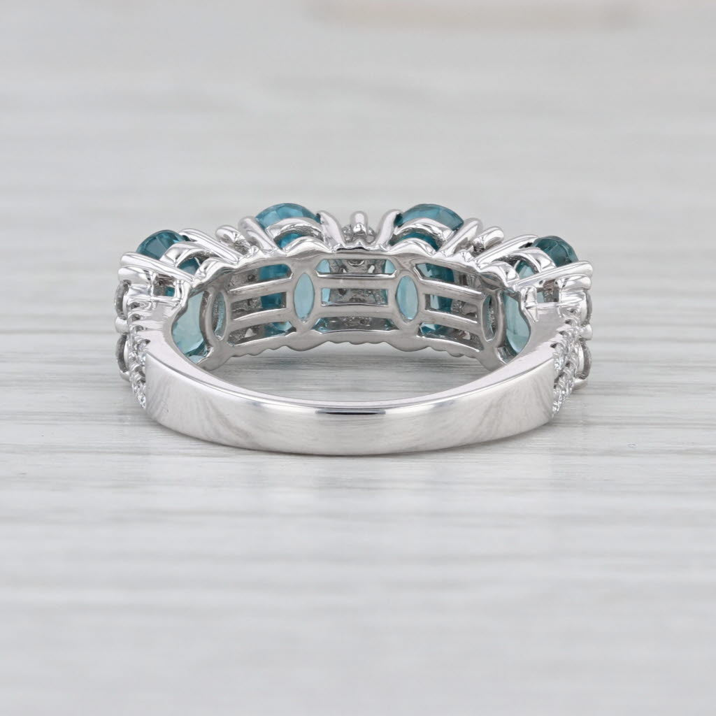 5.90ctw Blue Zircon Diamond Ring 14k White Gold Size 6