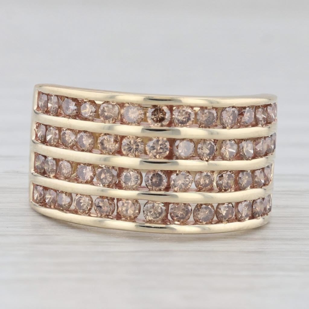 Light Gray 1.24ctw Champagne Diamond Ring 10k Yellow Gold Size 6.25 Cocktail