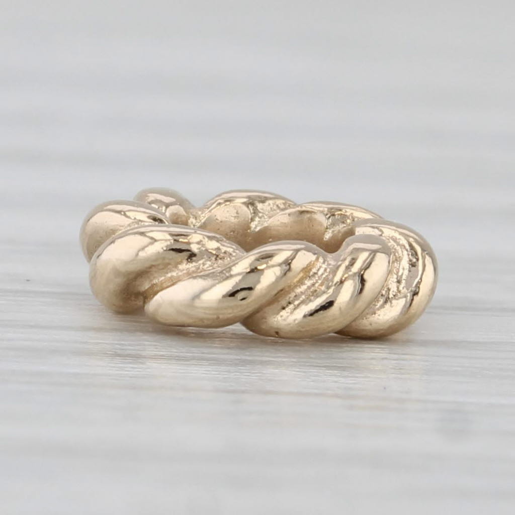 Light Gray Woven Gold Spacer Bead Charm 14k Yellow Gold