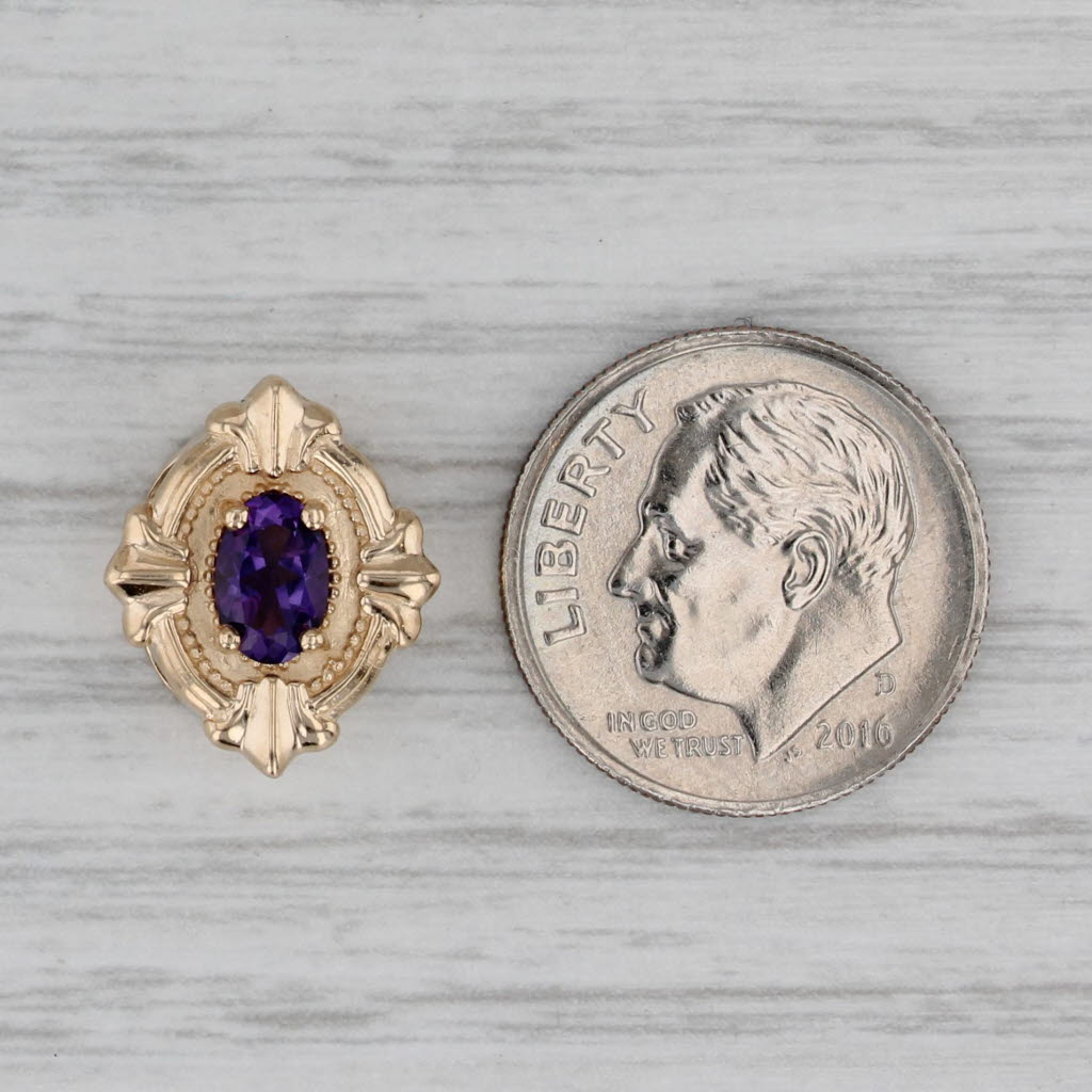 Gray Vintage 0.40ct Amethyst Slide Bracelet Charm 14k Yellow Gold