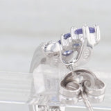 1.08ctw Tanzanite Diamond J-Hook Earrings 10k White Gold Drops