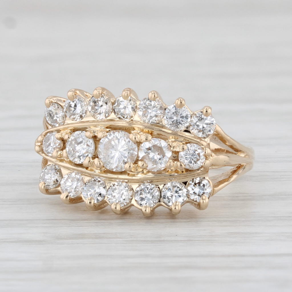 Light Gray 0.80ctw Diamond Cluster Ring 14k Yellow Gold Size 4