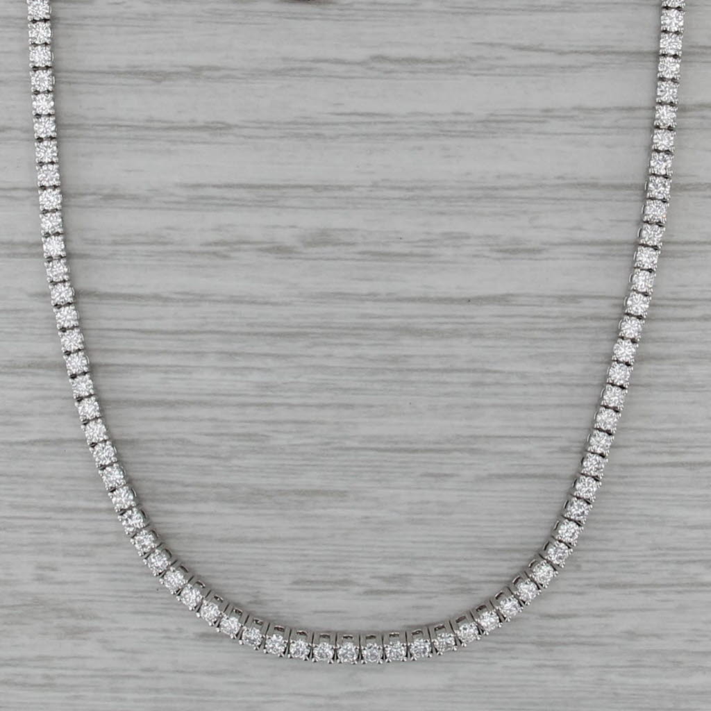 New 7.32ctw Lab Grown Diamond Tennis Necklace 17" 14k White Gold 2.5mm VS1-VS2