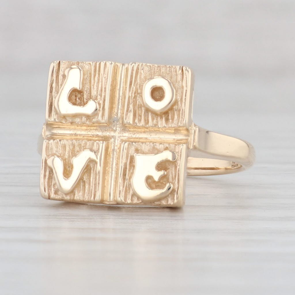 Light Gray LOVE Blocks Ring 14k Yellow Gold Size 6.5 Gift Keepsake