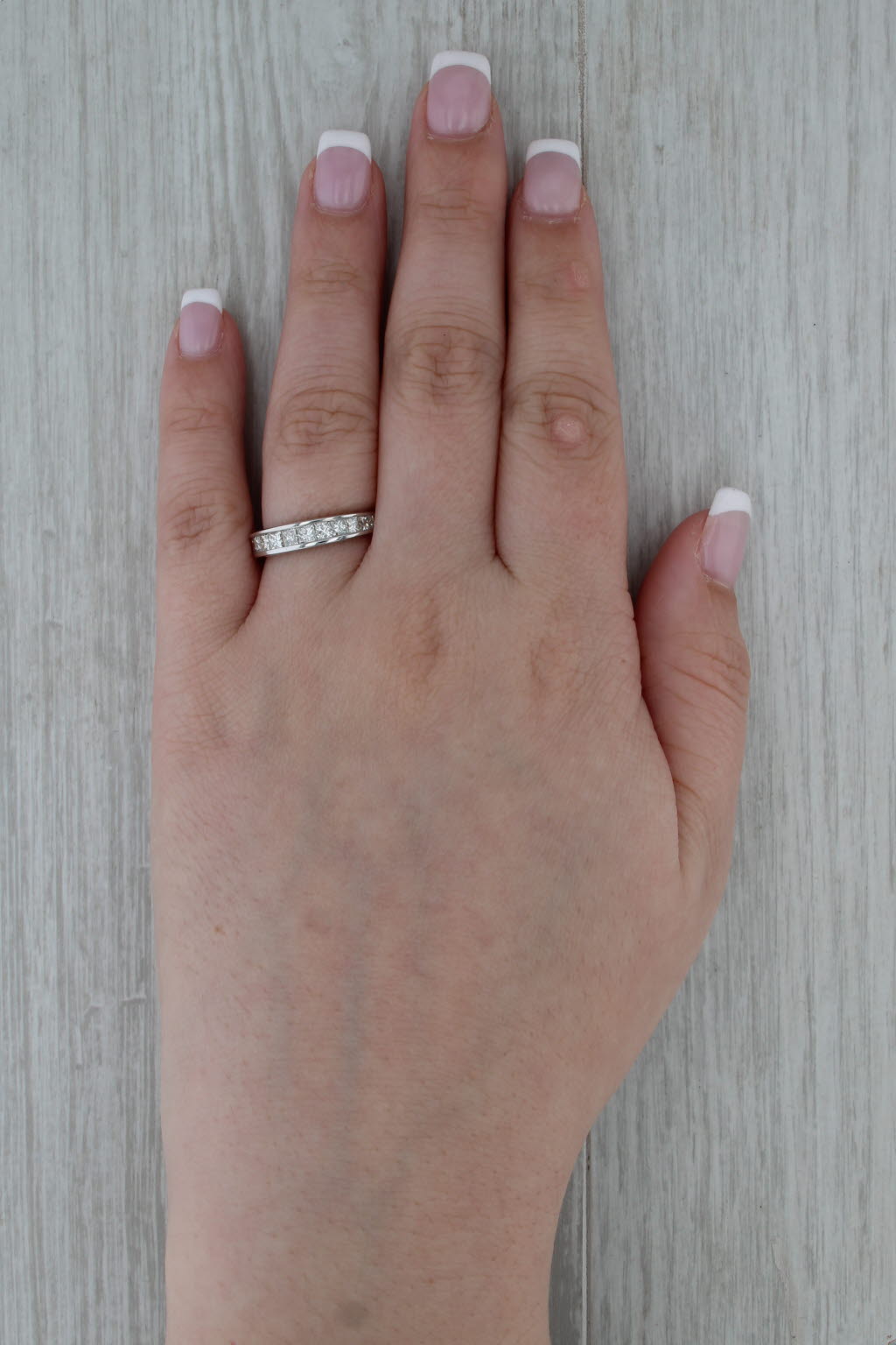 1ctw Princess Channel Set Wedding Band 14k White Gold Anniversary Ring Size 7.25