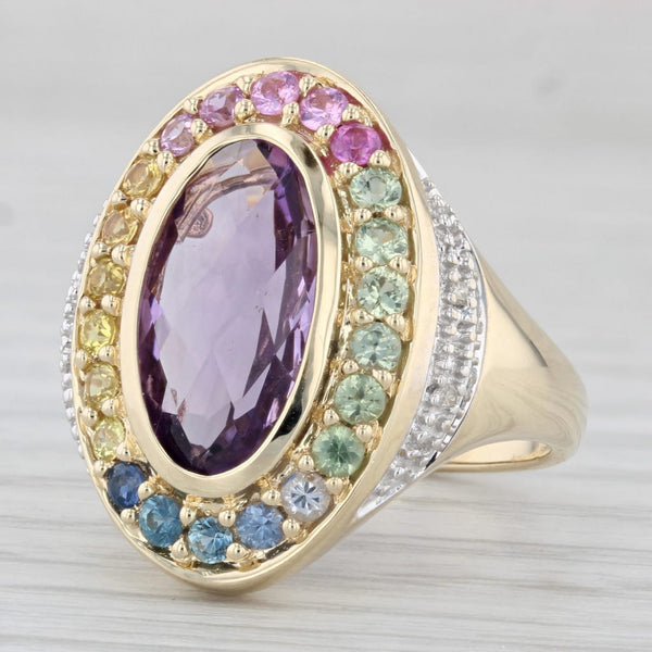 4.50ctw Oval Amethyst Sapphire Halo Ring 14k Gold Size 7.25 Cocktail Diamond