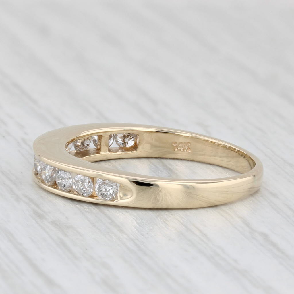 Light Gray 0.60ctw Diamond Wedding Band 14k Yellow Gold Size 8.5 Stackable Anniversary Ring