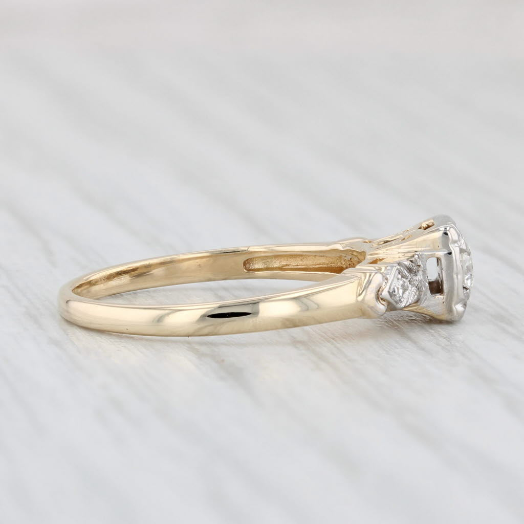 Light Gray Vintage 0.16ctw Round Diamond Engagement Ring 14k Yellow Gold Size 5.25