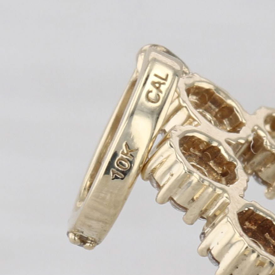 Cubic Zirconia Egyptian Ankh Cross Pendant 10k Yellow Gold Statement