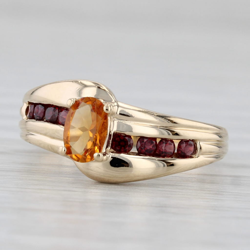 Light Gray 0.80ctw Citrine Garnet Ring 14k Yellow Gold Size 6.25