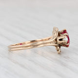 Light Gray Vintage Oval Lab Created Ruby Pearl Ring 10k Yellow Gold Size 5.5