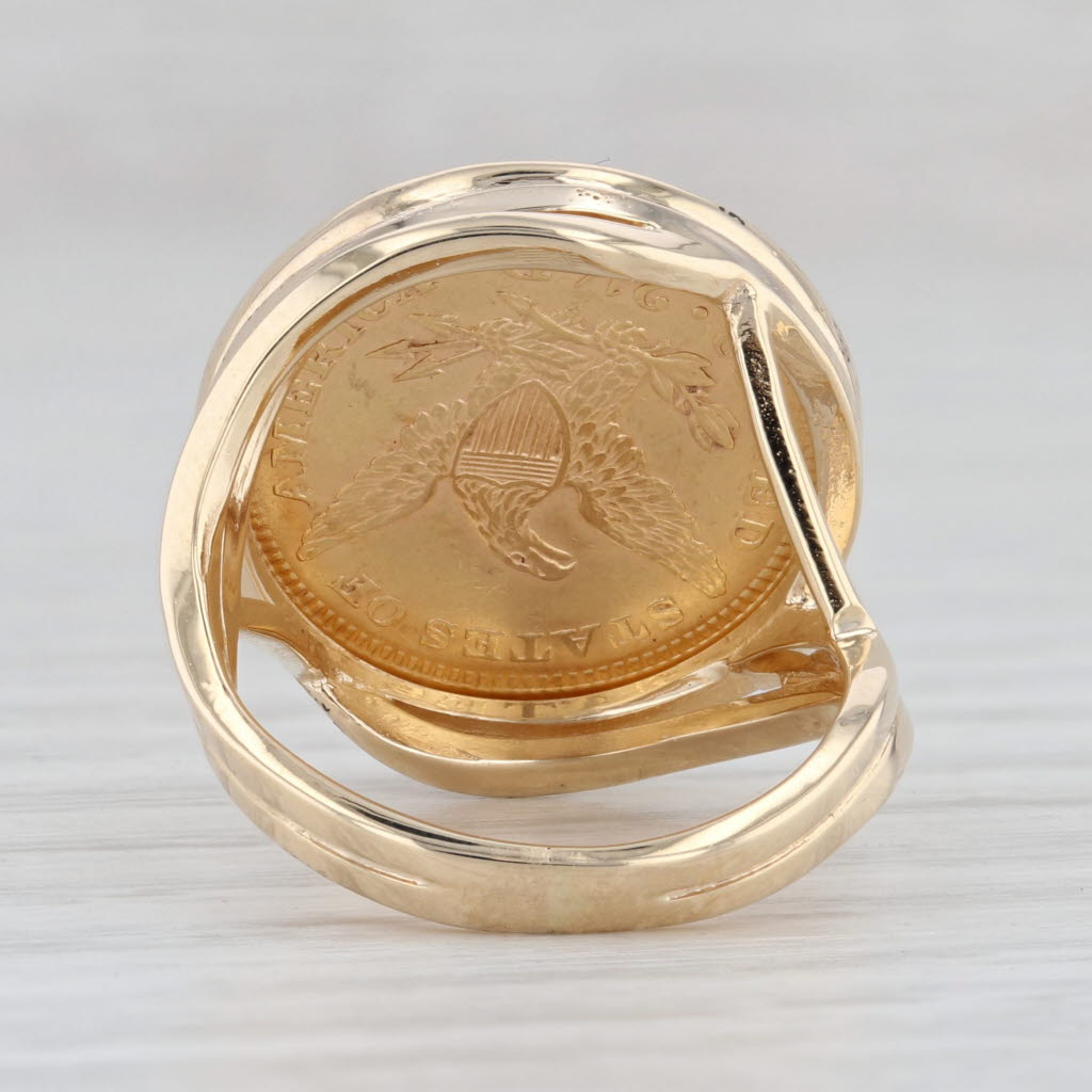 Light Gray Authentic 1861 Liberty Coin Ring 14k 22k Yellow Gold 2.50 Dollars Size 7