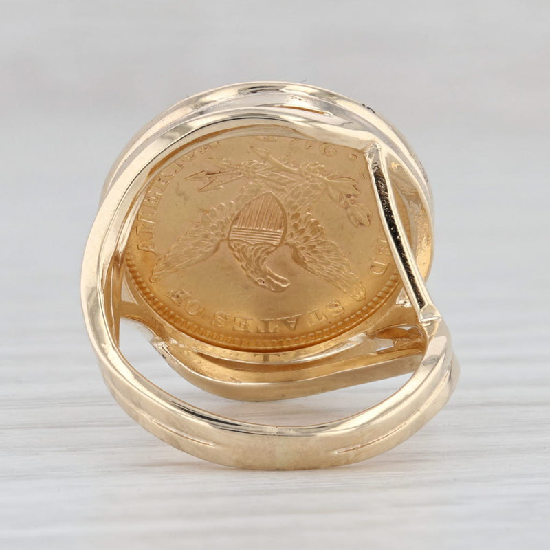 Authentic 1861 Liberty Coin Ring 14k 22k Yellow Gold 2.50 Dollars Size 7