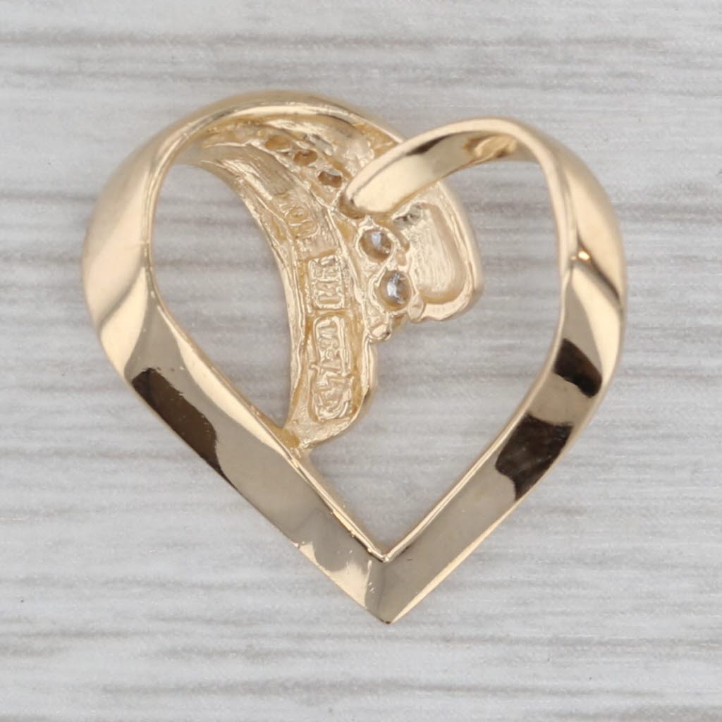 Stylized Diamond Open Heart Pendant 14k Yellow Gold