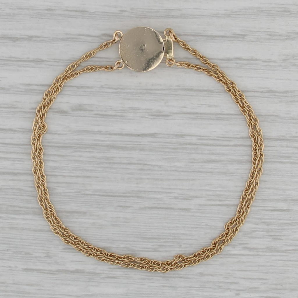Vintage Slide Charm Bracelet 14k Yellow Gold 7" Rope Chain Ornate Filigree Clasp