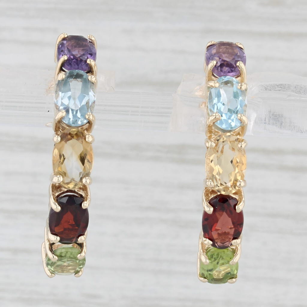 Light Gray 4.72ctw Gemstone Journey Earrings 10k Gold Amethyst Topaz Citrine Garnet Peridot