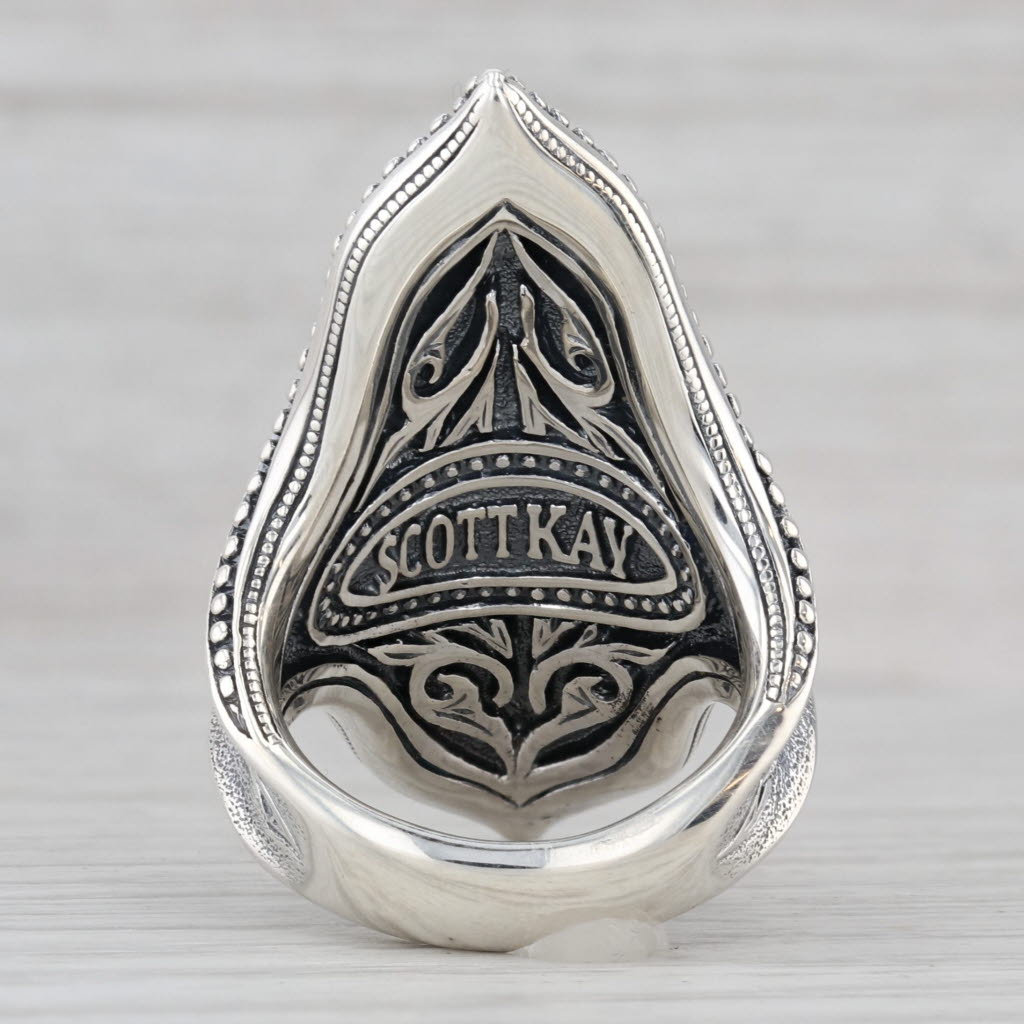 Gray Scott Kay Ornate Cubic Zirconia Statement Ring Sterling Silver Size 5