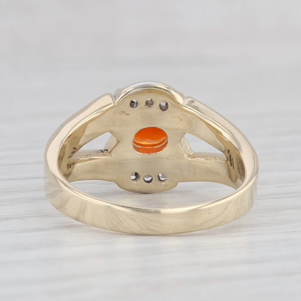 Light Gray 0.90ctw Orange Fire Opal Diamond Ring 14k Yellow Gold Size 7.25