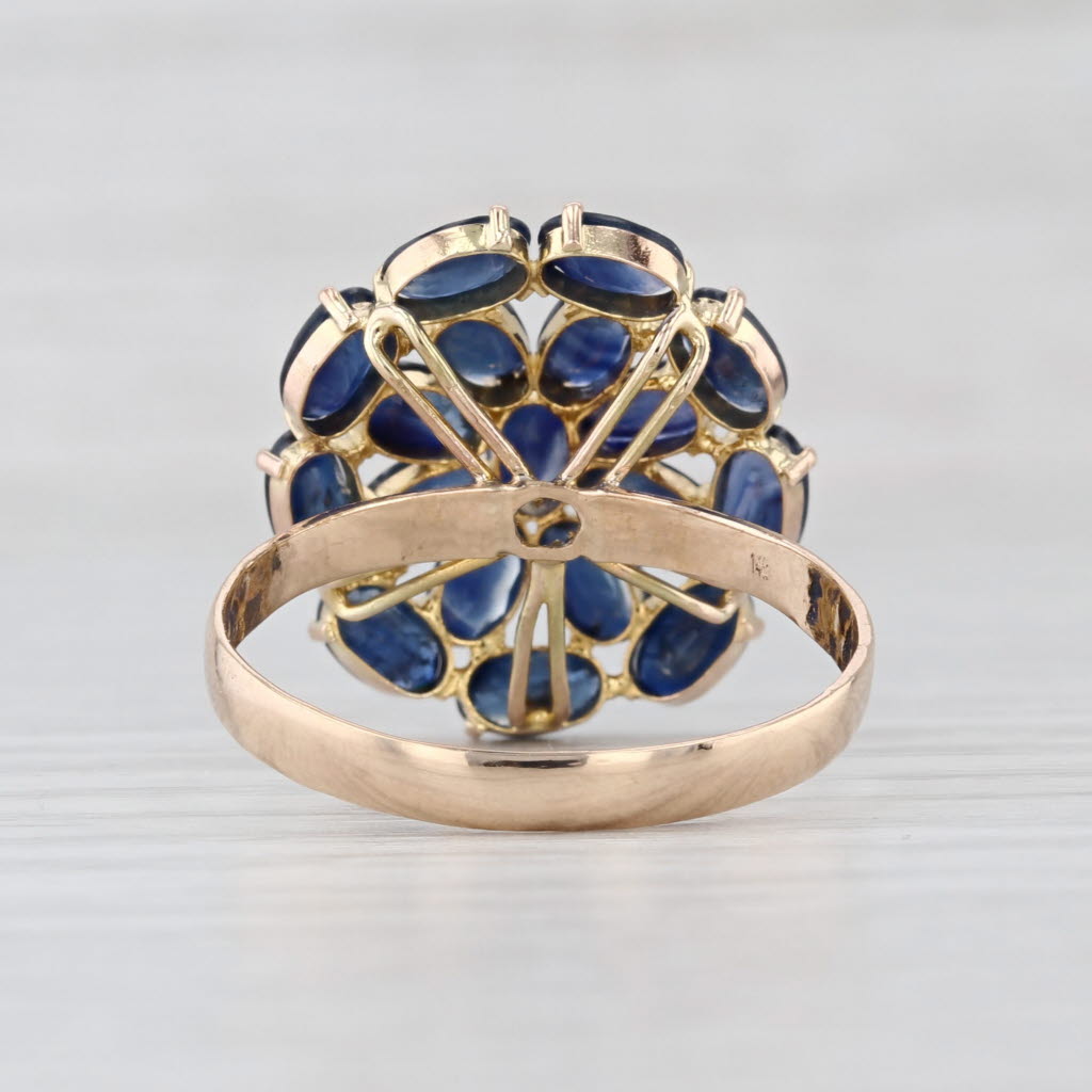 6.20ctw Sapphire Cluster Cocktail Ring 14k Yellow Gold Size 10.5
